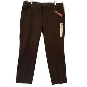 Lee Pants Womens 20W Brown Comfort Fit Straight Leg Stretch Waist Khakis 40x32